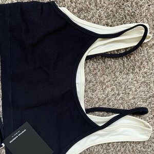 Black and White Ribbed athletic bra